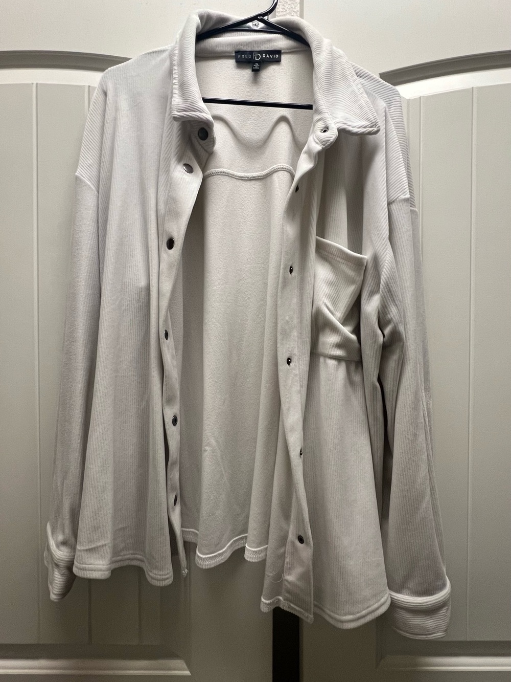 Fred David Off-White Ribbed Snap-Front Cardigan